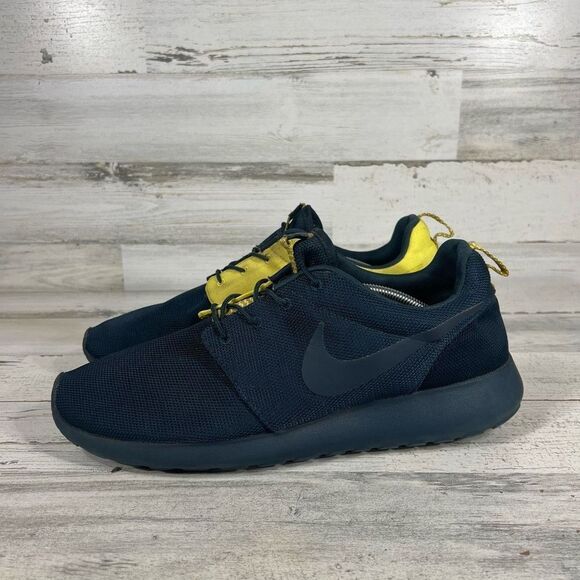 Nike Men Roshe Run Split Armory Navy Yellow Sneaker Shoes US 14 - Picture 2 of 8